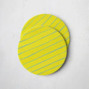 Coaster Set: Lemon Sorbet Stripes