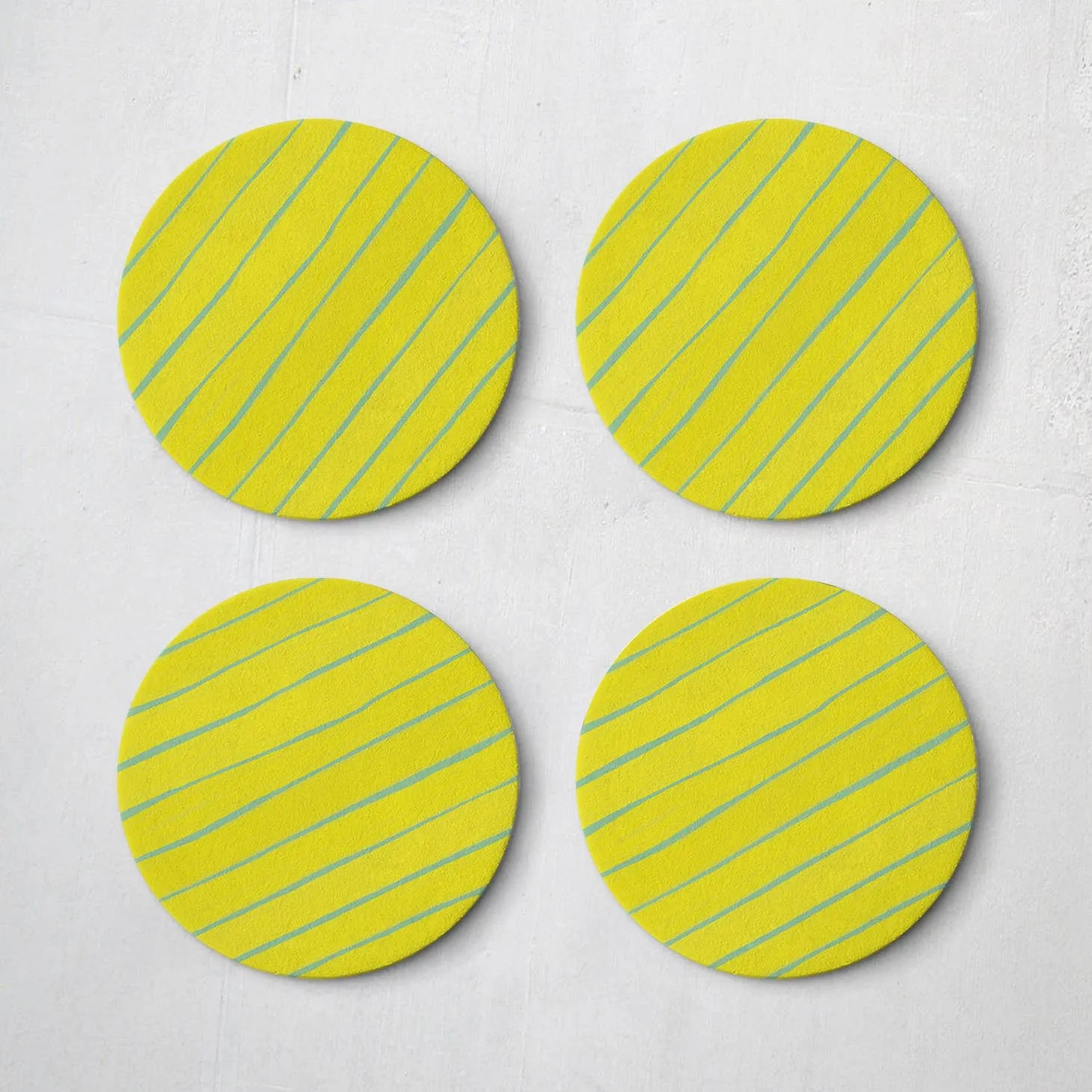 Coaster Set: Lemon Sorbet Stripes