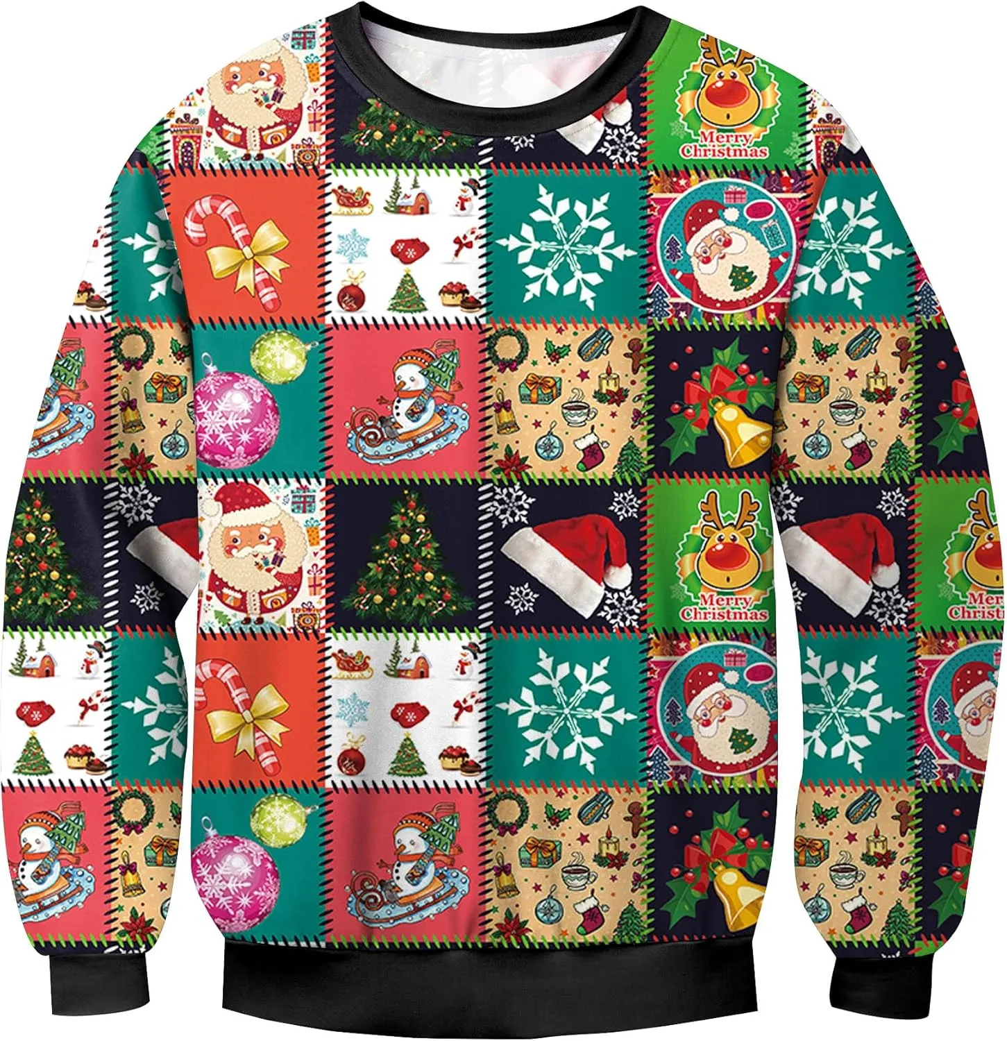 For G and PL Unisex Christmas Ugly Funny 3D Print Sweatshirt Crew Neck Pullover