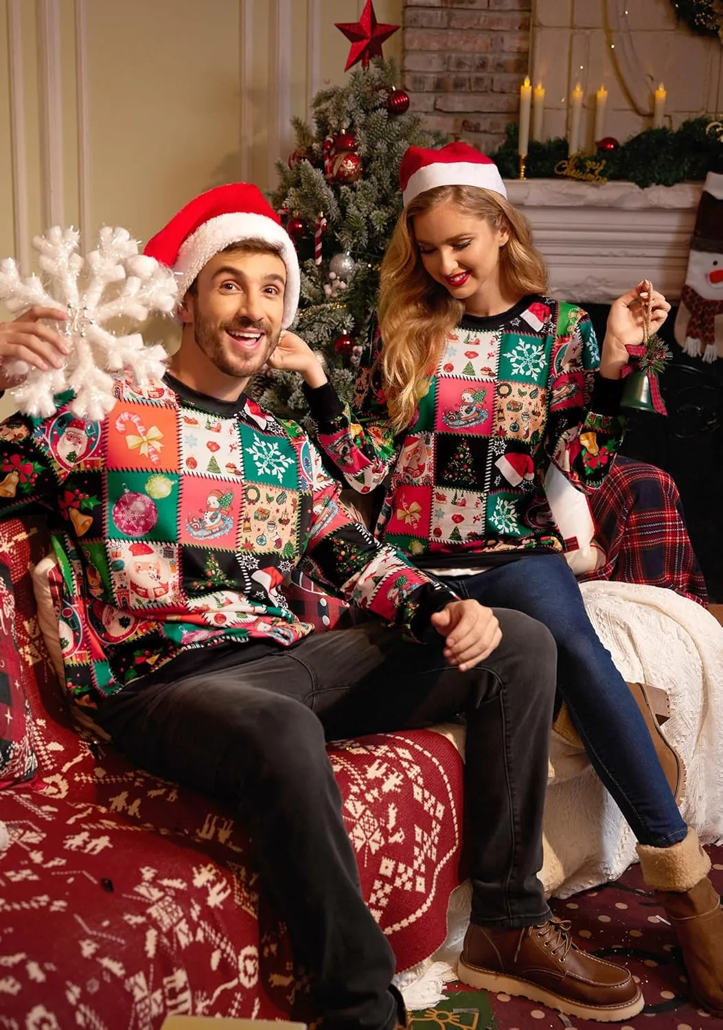 For G and PL Unisex Christmas Ugly Funny 3D Print Sweatshirt Crew Neck Pullover