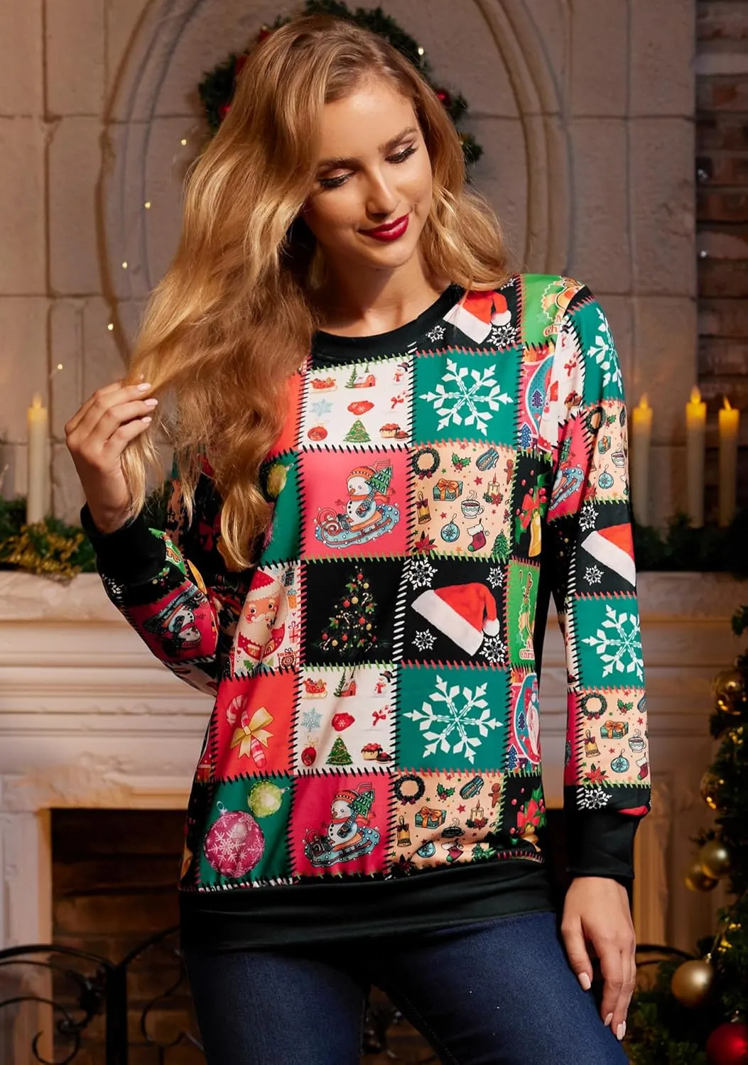 For G and PL Unisex Christmas Ugly Funny 3D Print Sweatshirt Crew Neck Pullover