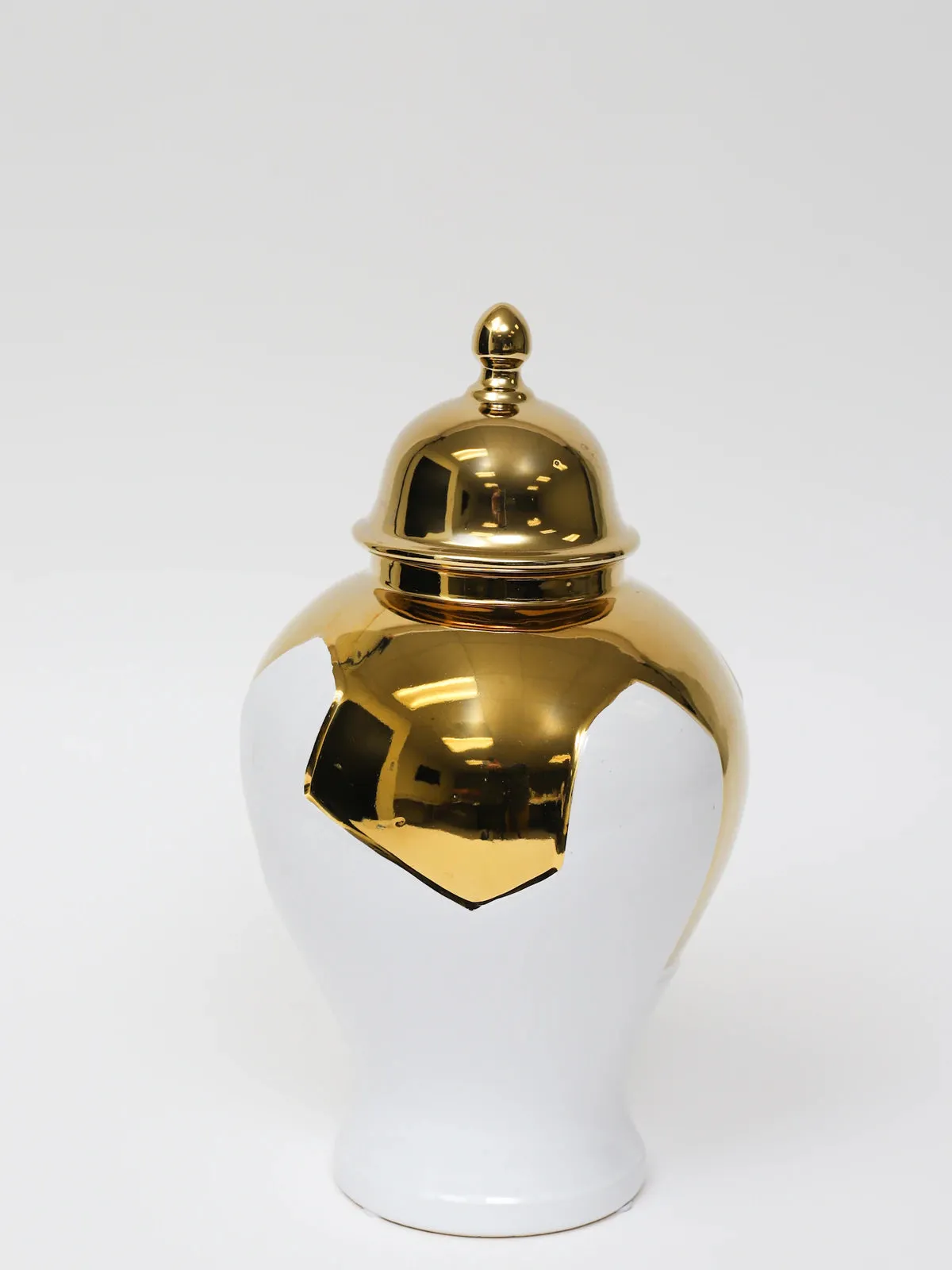 Geometric White and Gold Ginger Jar (2 Sizes)