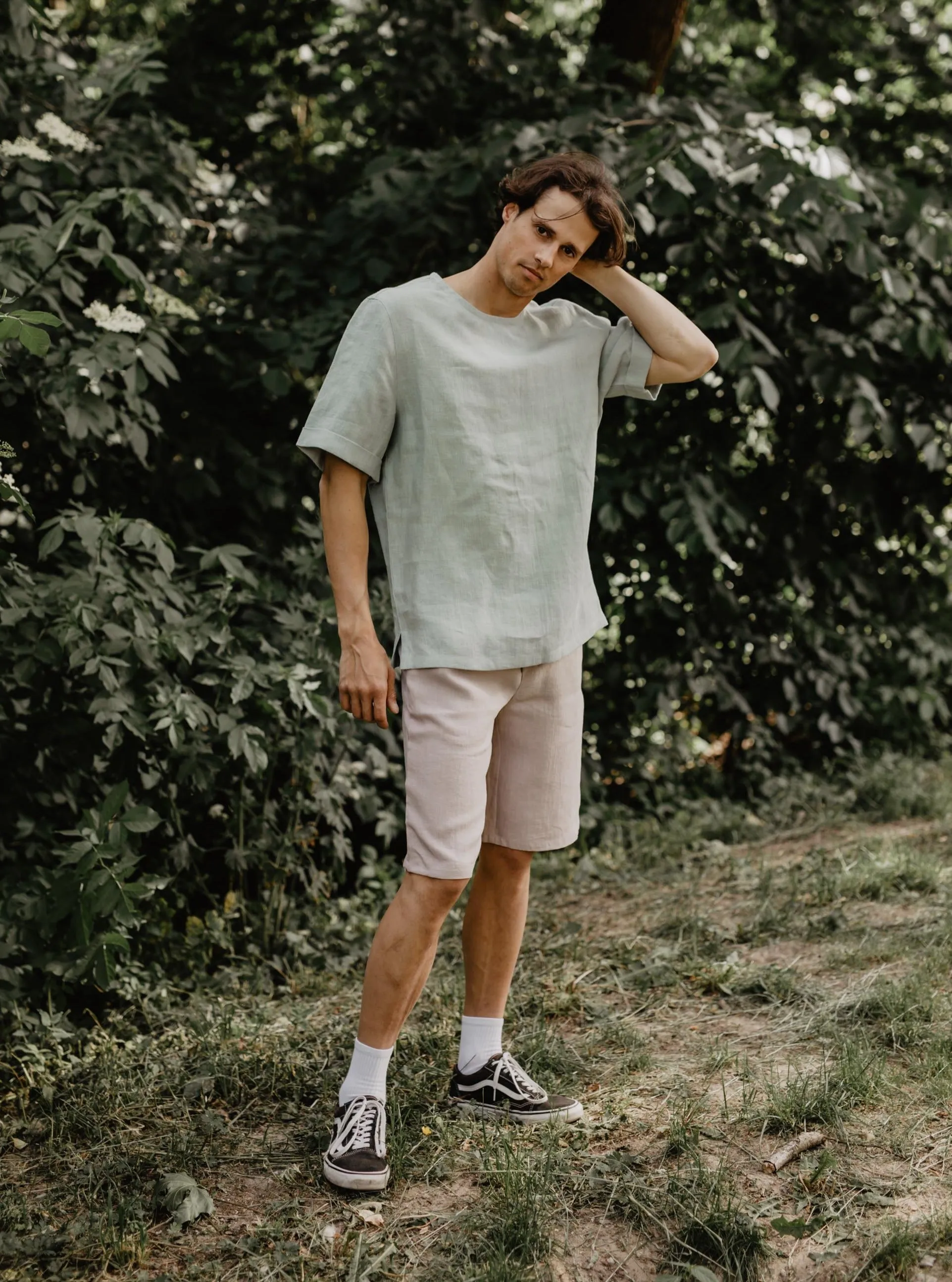 Linen top ATLAS - Sage Green