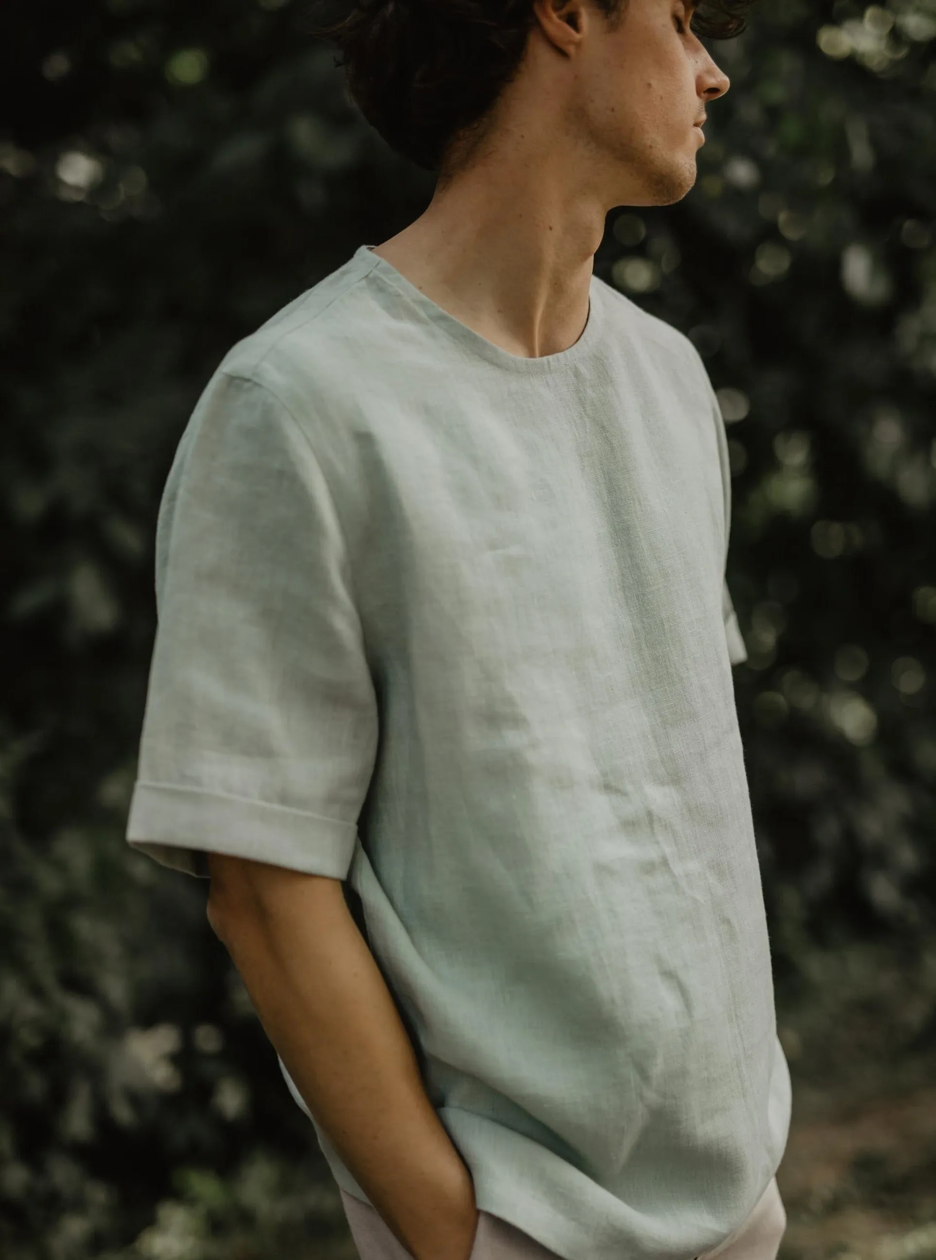 Linen top ATLAS - Sage Green