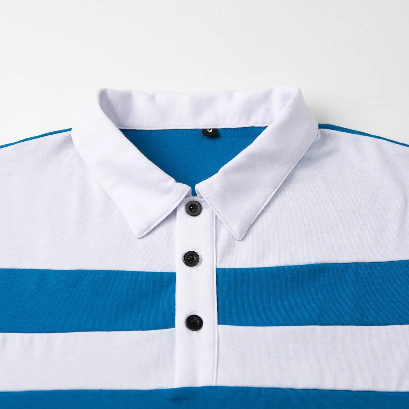 MANSDOUR Men's Polo Shirts Casual Cotton Slim Fit Long Sleeve and Short Sleeve Polo Shirt Patchwork Collared Work Golf Shirt