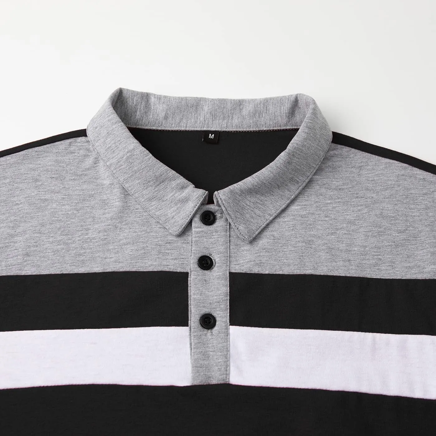 MANSDOUR Men's Polo Shirts Casual Cotton Slim Fit Long Sleeve and Short Sleeve Polo Shirt Patchwork Collared Work Golf Shirt