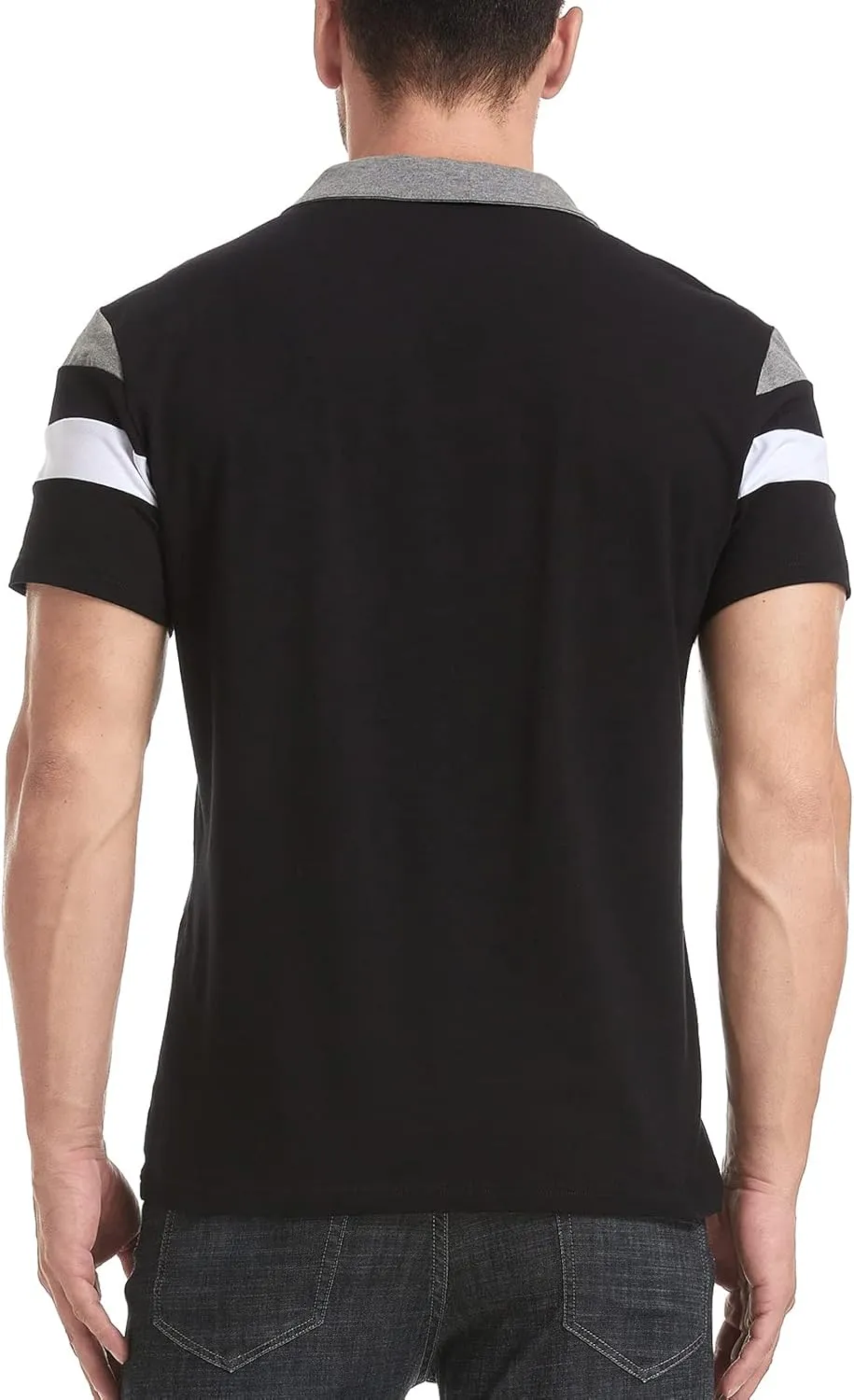 MANSDOUR Men's Polo Shirts Casual Cotton Slim Fit Long Sleeve and Short Sleeve Polo Shirt Patchwork Collared Work Golf Shirt