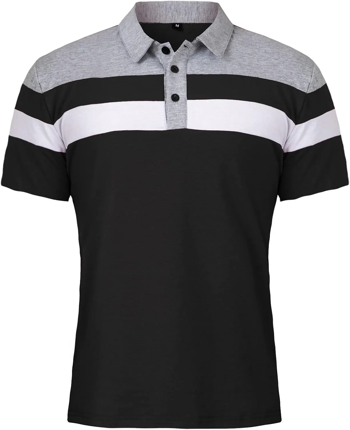 MANSDOUR Men's Polo Shirts Casual Cotton Slim Fit Long Sleeve and Short Sleeve Polo Shirt Patchwork Collared Work Golf Shirt