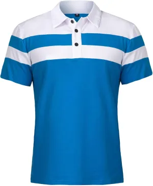 MANSDOUR Men's Polo Shirts Casual Cotton Slim Fit Long Sleeve and Short Sleeve Polo Shirt Patchwork Collared Work Golf Shirt