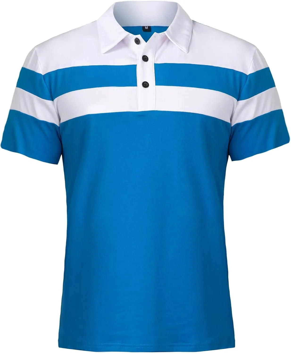 MANSDOUR Men's Polo Shirts Casual Cotton Slim Fit Long Sleeve and Short Sleeve Polo Shirt Patchwork Collared Work Golf Shirt