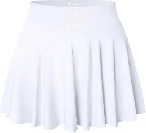 OQQ Women Mini Skirts 2 in 1 Flowy Basic Versatile Stretchy Flared Casual A-line Skirt with Pockets