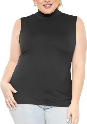 STRETCH IS COMFORT Women's Plus Oh So Soft Sleeveless Mock Neck Top - Perfectly Stylish, Cozy Essential for Everyday XS-5XL
