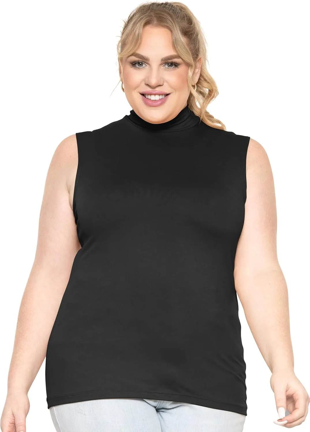 STRETCH IS COMFORT Women's Plus Oh So Soft Sleeveless Mock Neck Top - Perfectly Stylish, Cozy Essential for Everyday XS-5XL