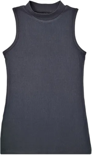 SUMONA Sleeveless Basic Everyday Casual Cotton Blend Mock High Neck Ribbed Fitted Tank Top