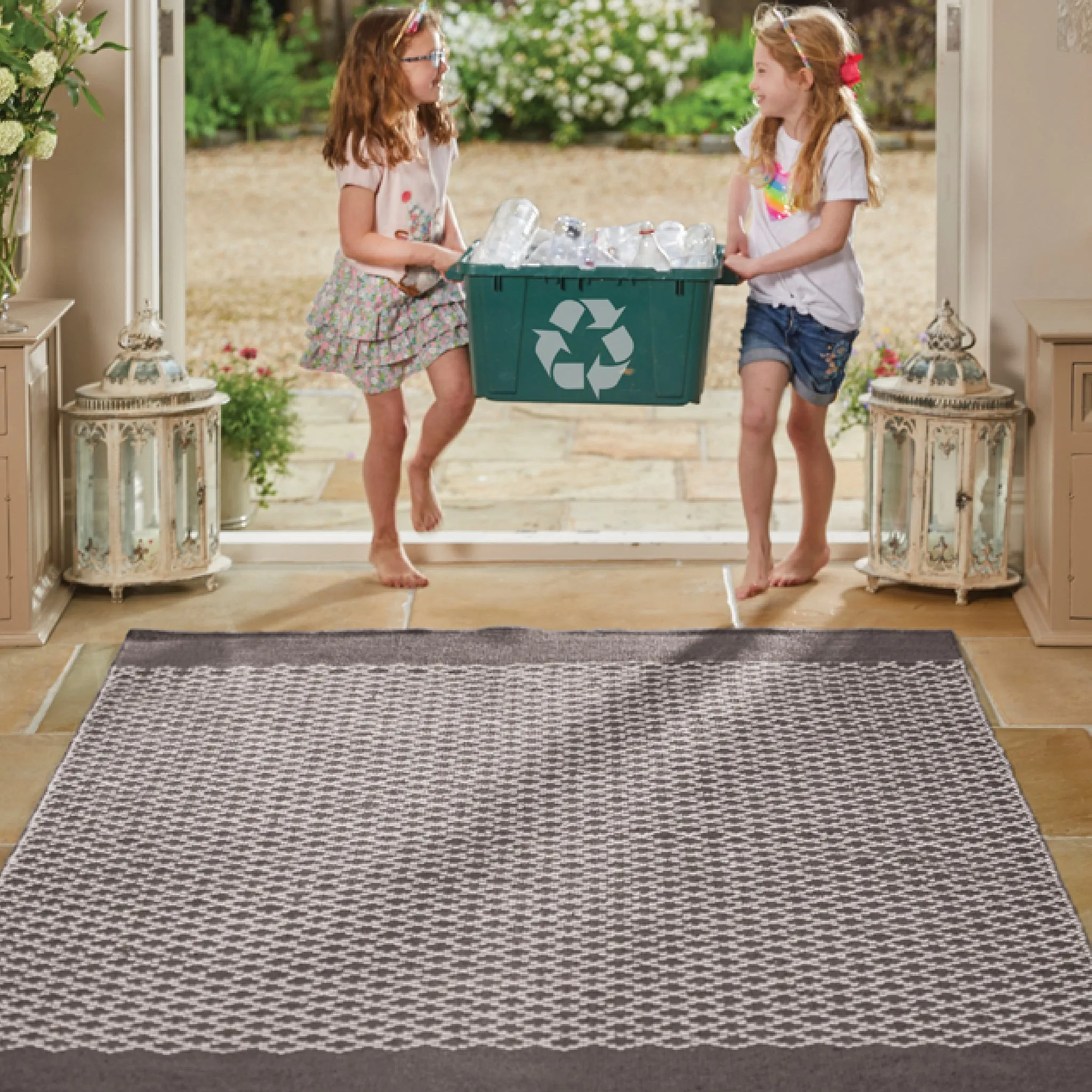 Trellis Washable Rug Warm Grey