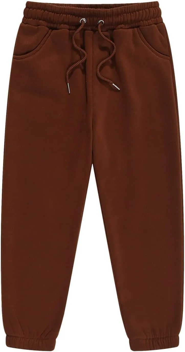 Unisex Kids Base Solid Sweatpants Boys and Girls Soft Warm Brushed Casual Athletic Pull on Jogger Pants with Pockets