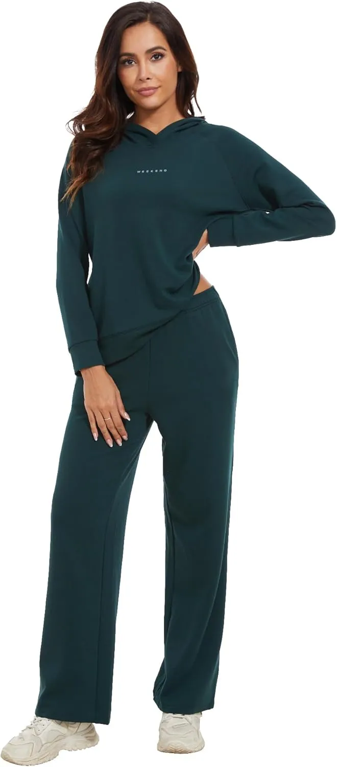 WiWi Women Outfits Sweatsuits Lounge Hoodie Set for Womens Long Sleeve Hoodies and Jogger Pant Tracksuit S-XXL