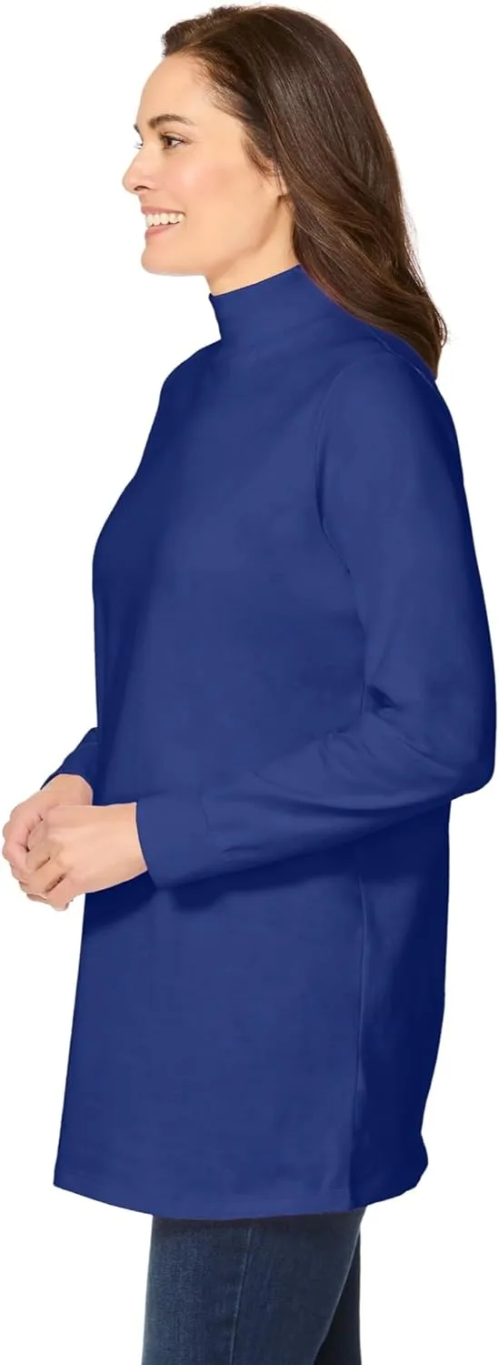 Woman Within Plus Size Perfect Long-Sleeve Mockneck Tee (Petite Available)