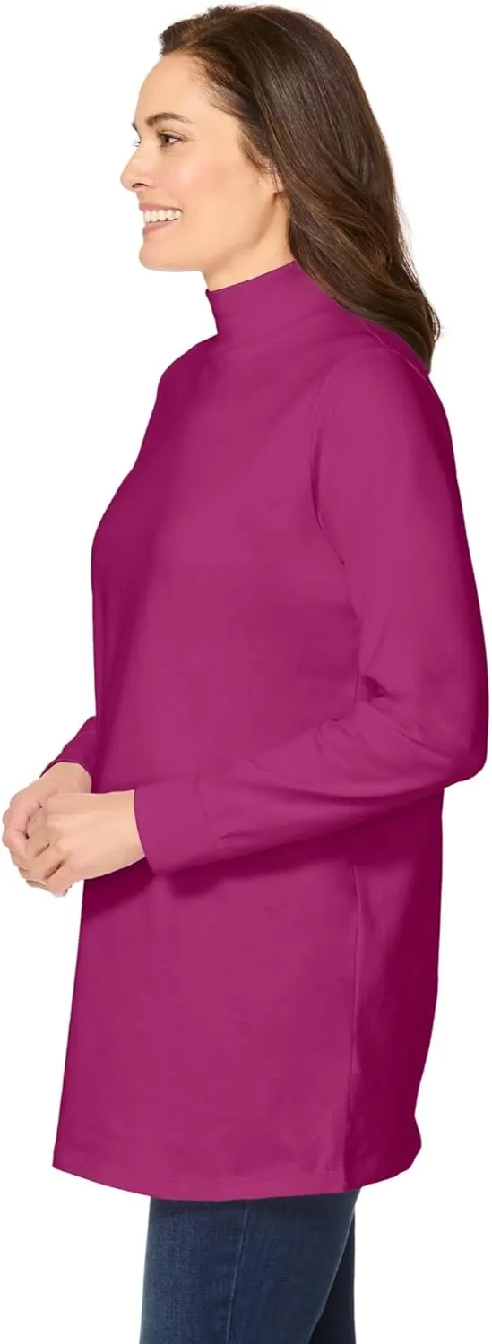 Woman Within Plus Size Perfect Long-Sleeve Mockneck Tee (Petite Available)