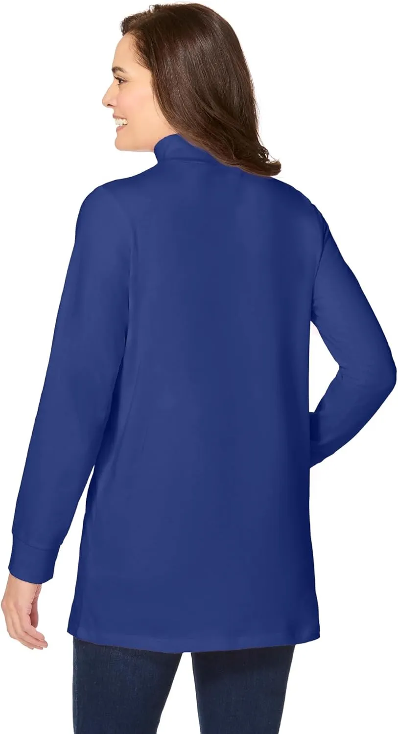 Woman Within Plus Size Perfect Long-Sleeve Mockneck Tee (Petite Available)