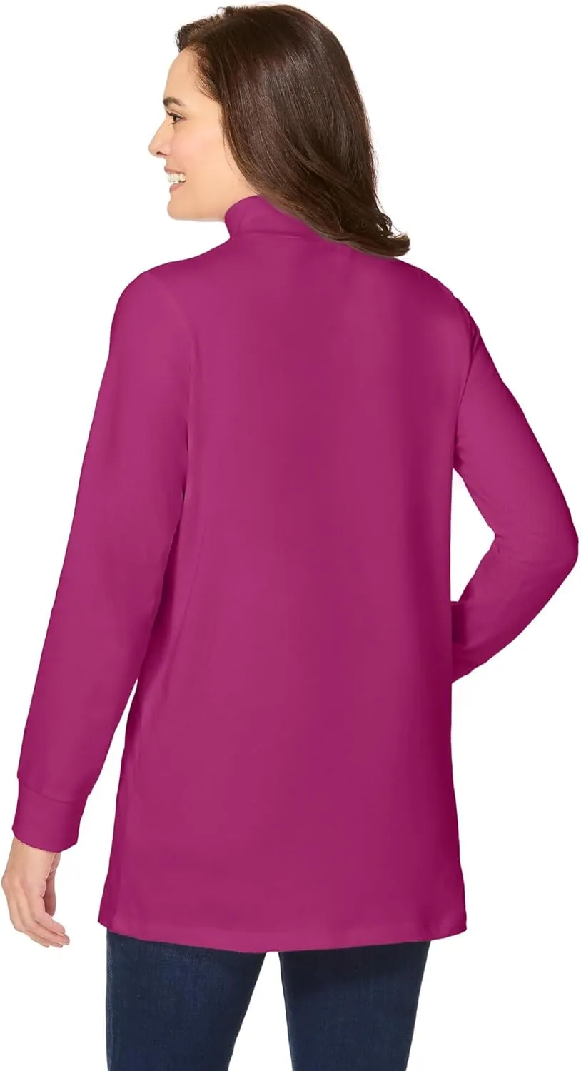Woman Within Plus Size Perfect Long-Sleeve Mockneck Tee (Petite Available)