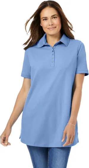 Woman Within Plus Size Perfect Short-Sleeve Polo Shirt