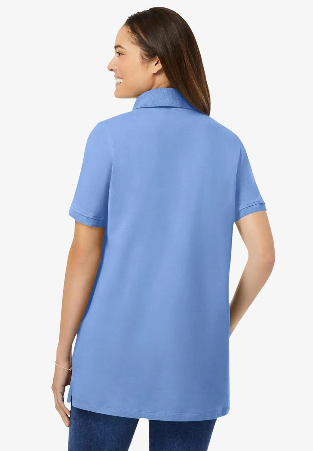 Woman Within Plus Size Perfect Short-Sleeve Polo Shirt