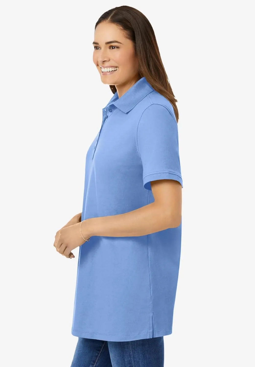 Woman Within Plus Size Perfect Short-Sleeve Polo Shirt