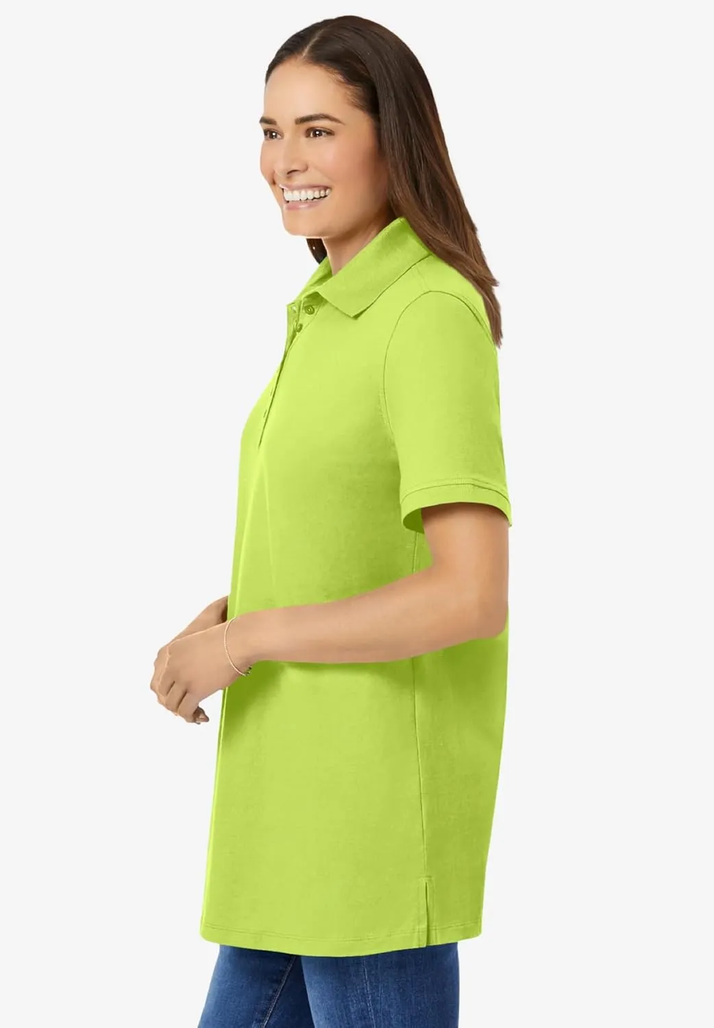 Woman Within Plus Size Perfect Short-Sleeve Polo Shirt
